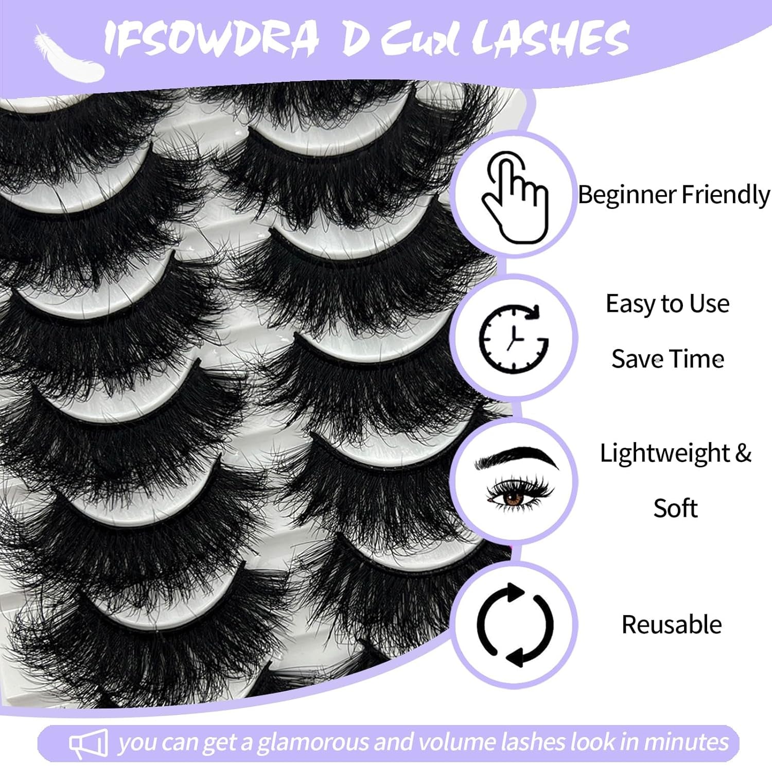 Mink Lashes Fluffy Wispy 20Mm 3D Volume Full Dramatic Faux Mink D Curl Long Strip Lashes Pack 25 Mm Big Cat Eye False Eyelashes