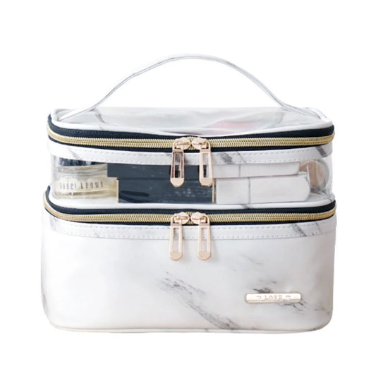 Makeup Bag Cosmetic Bag Travelling Make up Bag Organizer Travel Cases for Women Girls Reusable Toiletry Bags(White Marble)