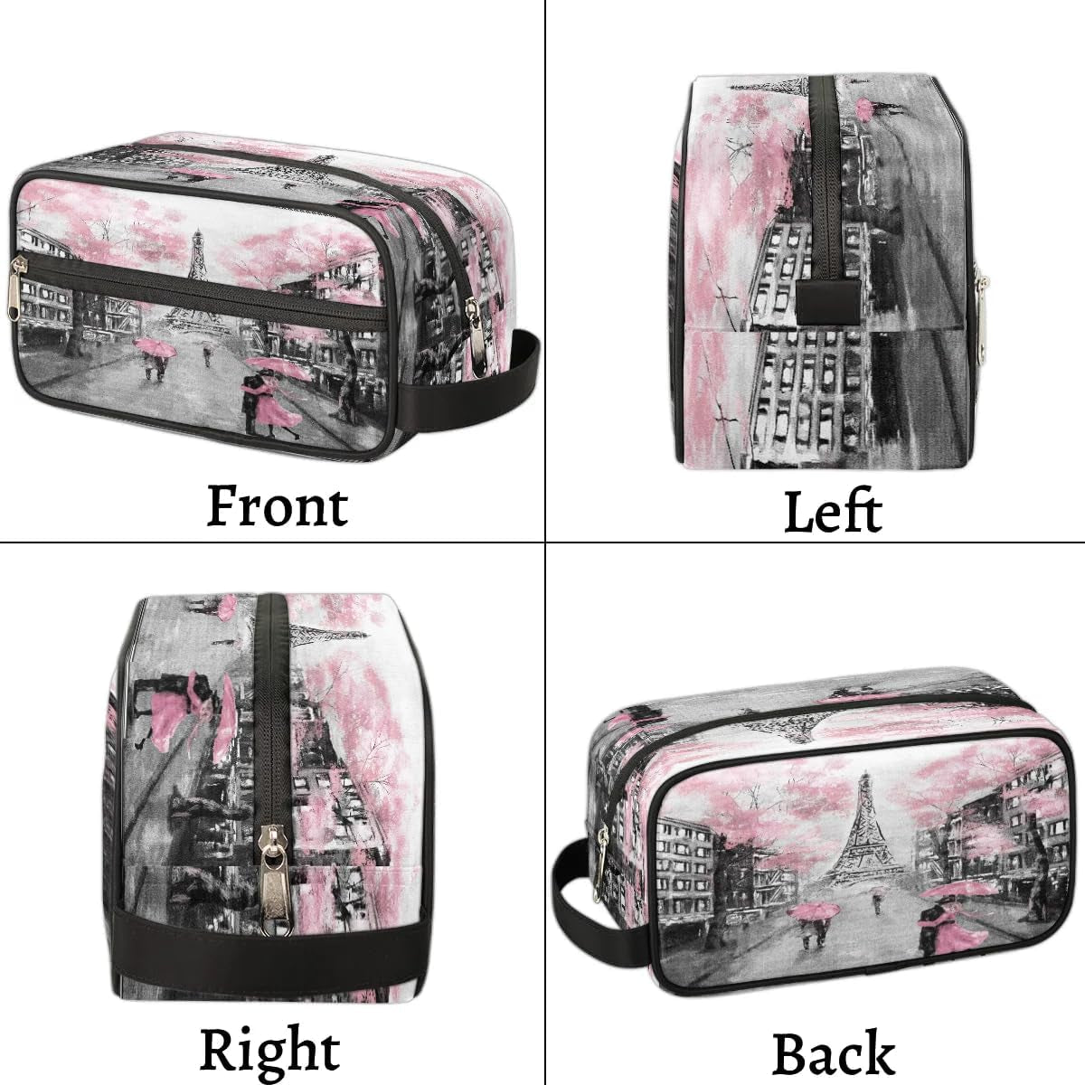 Eiffel Tower Lover Travel Toiletry Bag for Women Men Small Cosmetic Makeup Organizer Water Resistant Shaving Bag Portable Make up Bag Storage Bags with Handle