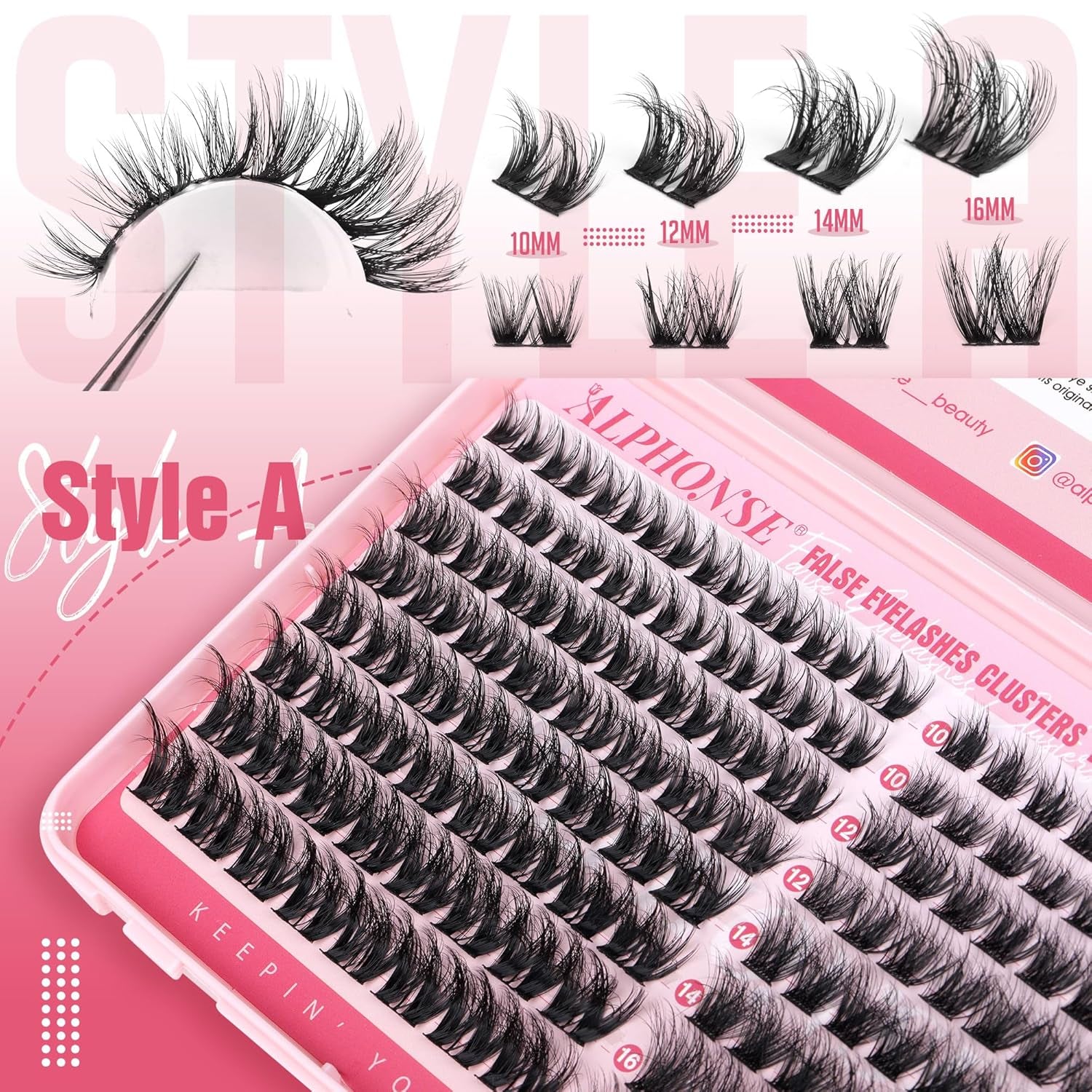 Fluffier Lash Clusters Kit 2 Styles Mixed Cluster Eyelash Extensions Kit Wispy Individual Lashes DIY Lash Extension Kit with Bond and Seal Tweezers by
