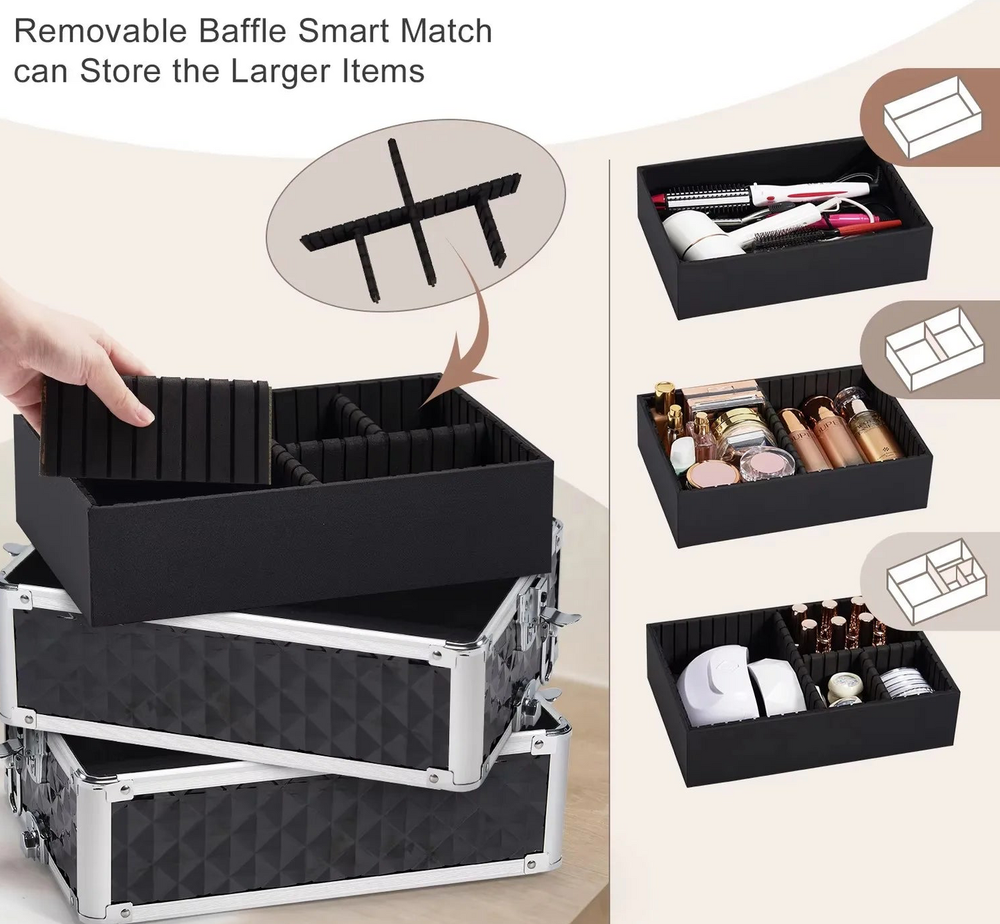 Makeup Trolley Case Detachable 4 in 1 Alloy Train Briefcase
