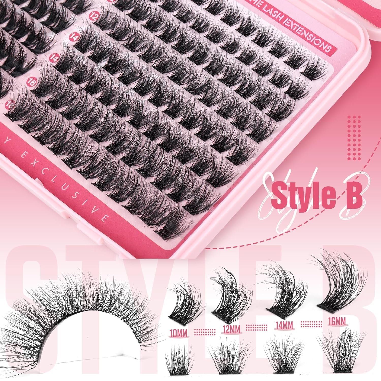 Fluffier Lash Clusters Kit 2 Styles Mixed Cluster Eyelash Extensions Kit Wispy Individual Lashes DIY Lash Extension Kit with Bond and Seal Tweezers by