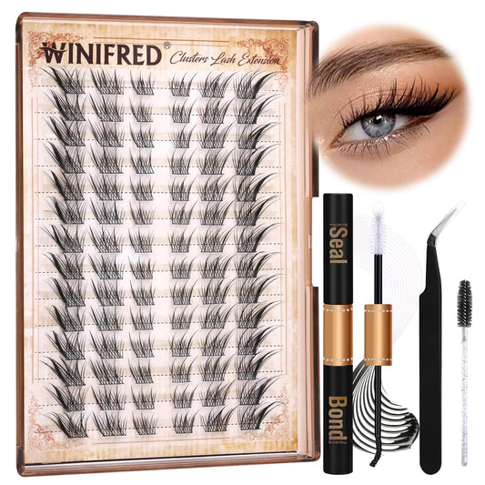 Cat Eye Lash Clusters Kit Natural Eyelash Extension Kit Wispy Lash Clusters Manga Lashes Kit C Curvature Cluster Eyelash Extensions Left&Right Eyelash Clusters Kit with Bond and Seal by