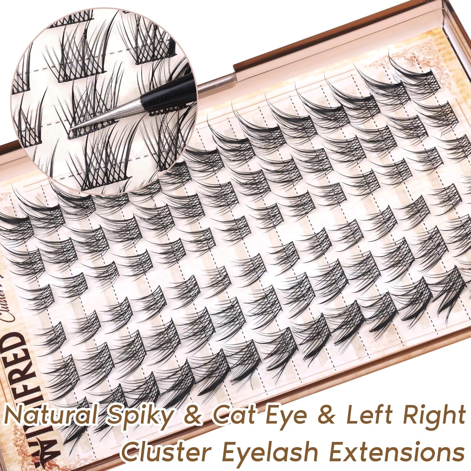 Cat Eye Lash Clusters Kit Natural Eyelash Extension Kit Wispy Lash Clusters Manga Lashes Kit C Curvature Cluster Eyelash Extensions Left&Right Eyelash Clusters Kit with Bond and Seal by