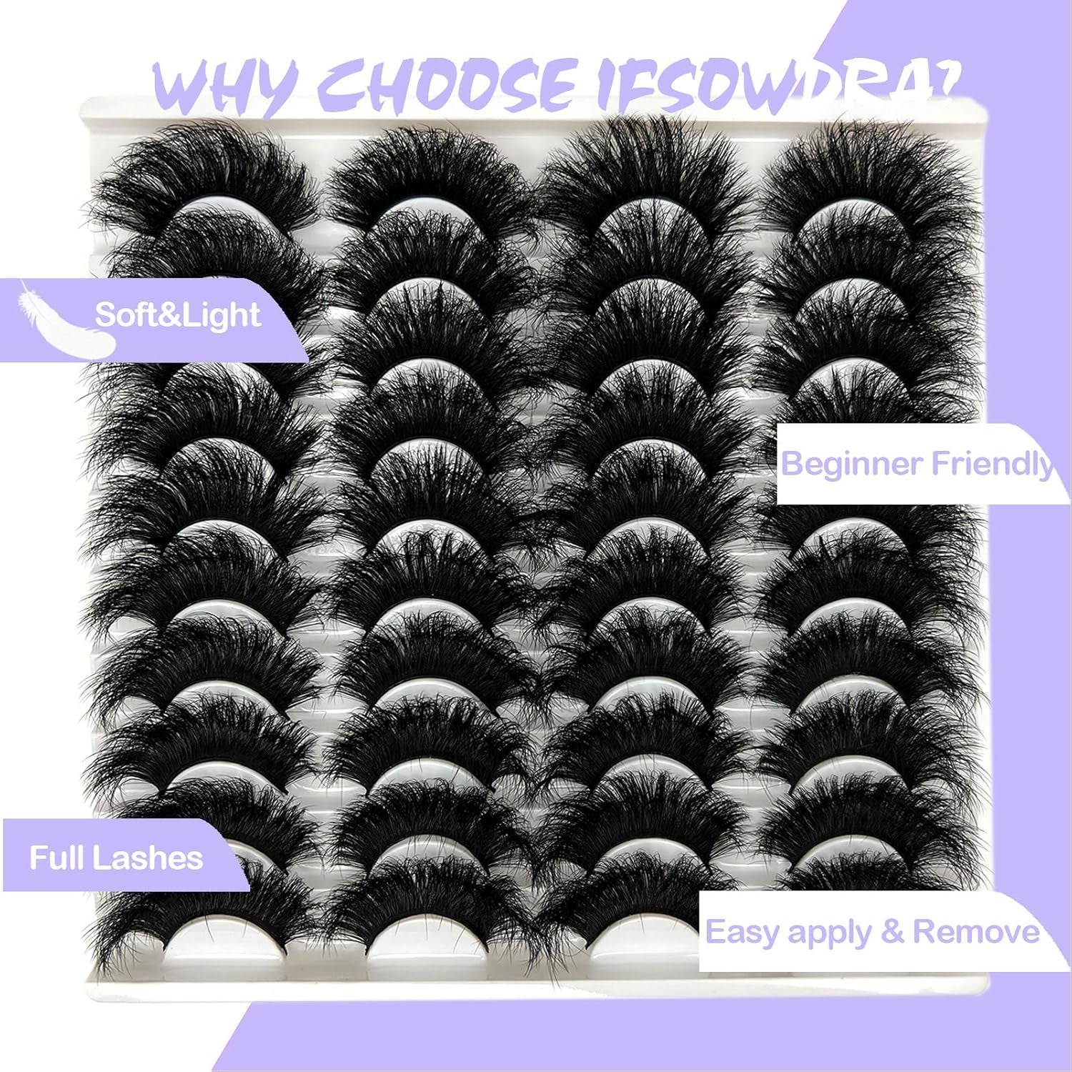 Mink Lashes Fluffy Wispy 20Mm 3D Volume Full Dramatic Faux Mink D Curl Long Strip Lashes Pack 25 Mm Big Cat Eye False Eyelashes