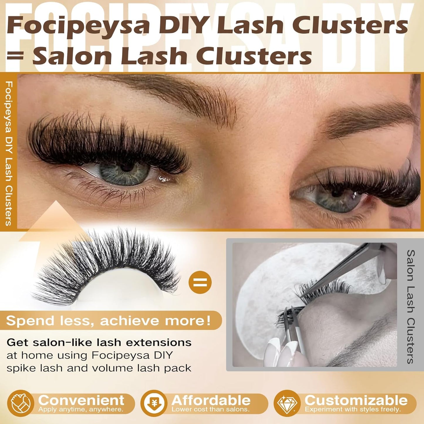 DIY Eyelash Extension Kit Volume Thick Lash Clusters Kit 10-18Mm Thick Lash Extensions 90D Individual Eyelashes Extensions Kit with Lash Bond, Lash Remover, Lash Applicator (90D-D Curly-200Pcs)