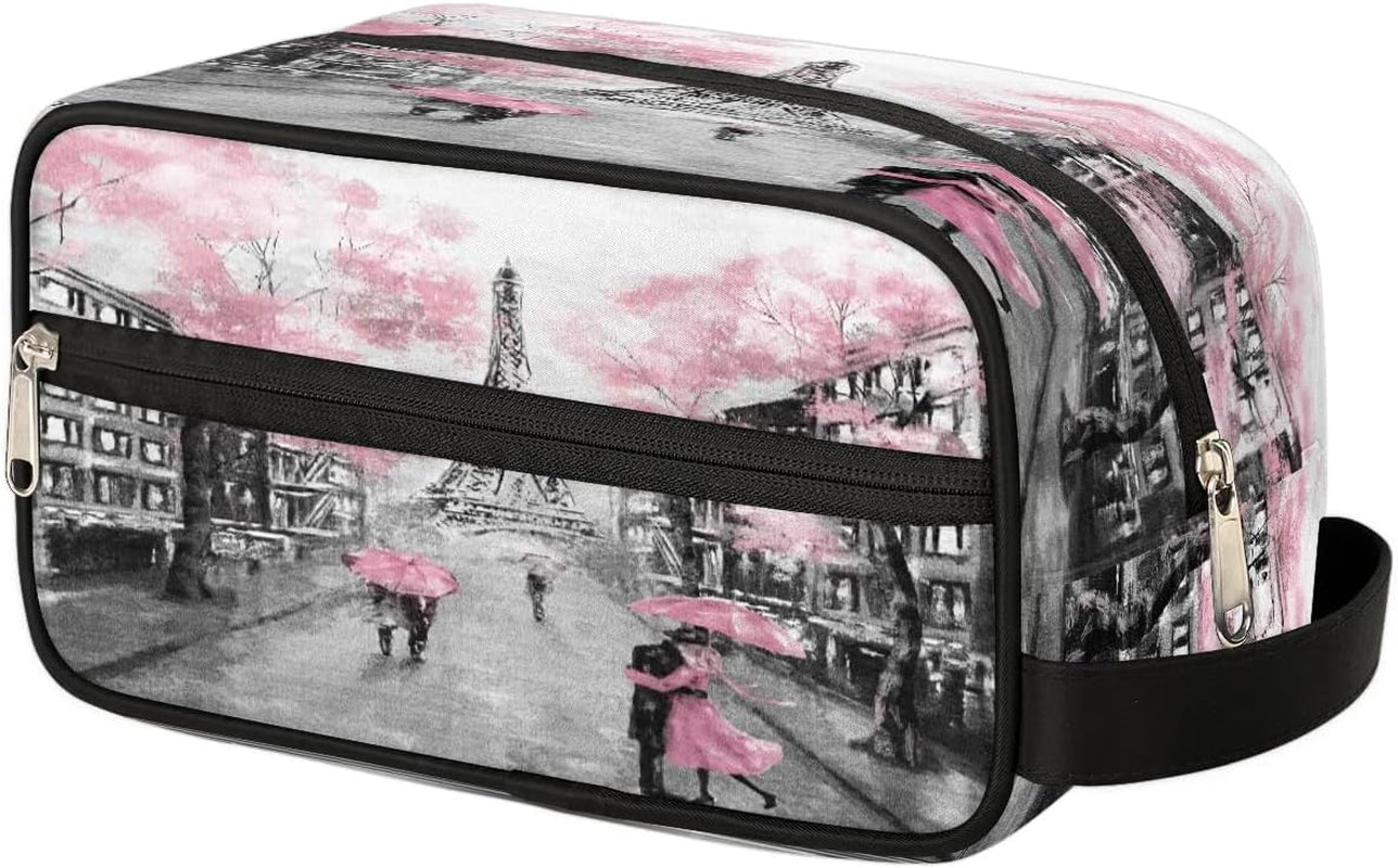 Eiffel Tower Lover Travel Toiletry Bag for Women Men Small Cosmetic Makeup Organizer Water Resistant Shaving Bag Portable Make up Bag Storage Bags with Handle