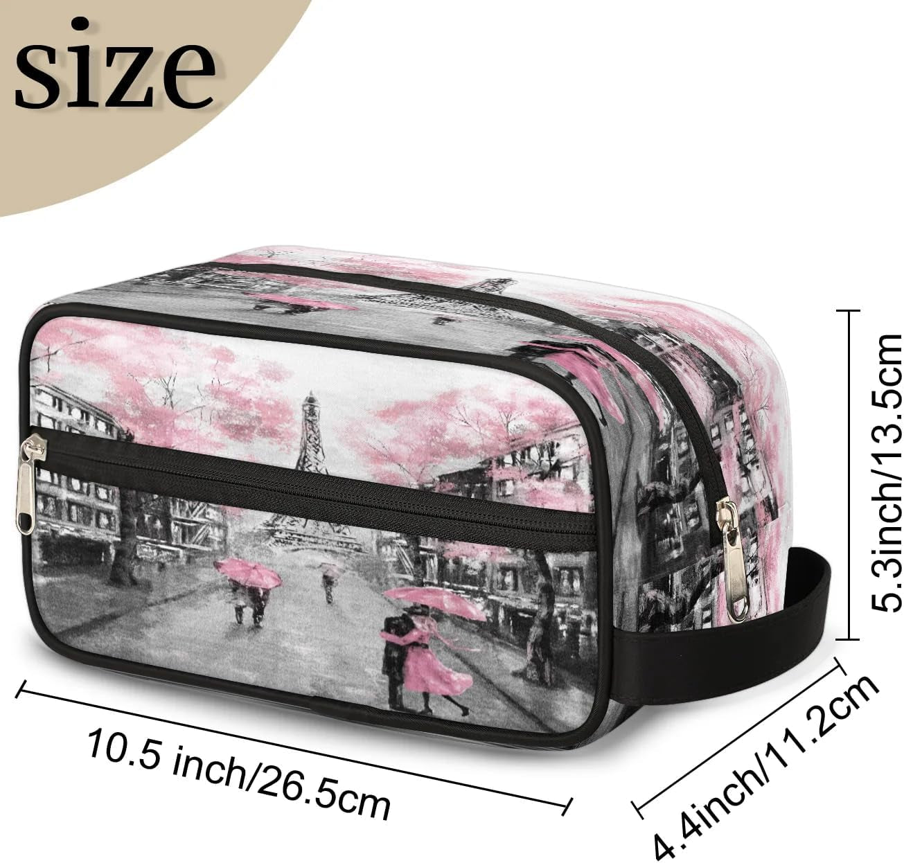 Eiffel Tower Lover Travel Toiletry Bag for Women Men Small Cosmetic Makeup Organizer Water Resistant Shaving Bag Portable Make up Bag Storage Bags with Handle