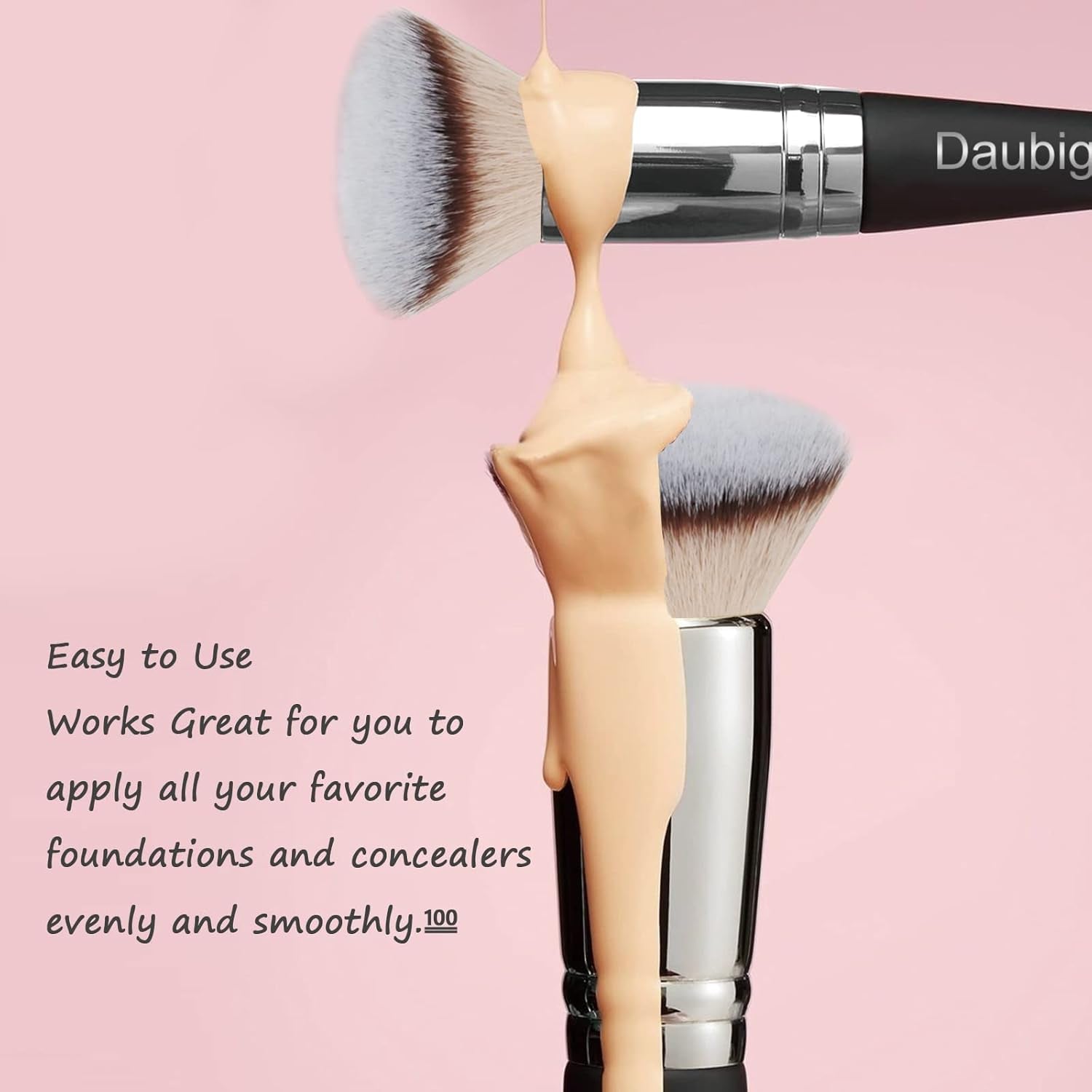 Makeup Brushes Dual-Ended Pro Foundation Brush Concealer Brush Perfect for Any Look Premium Hair Flat Top Flawless Brush Ideal for Liquid, Cream, Powder,Blending, Buffing,Concealer