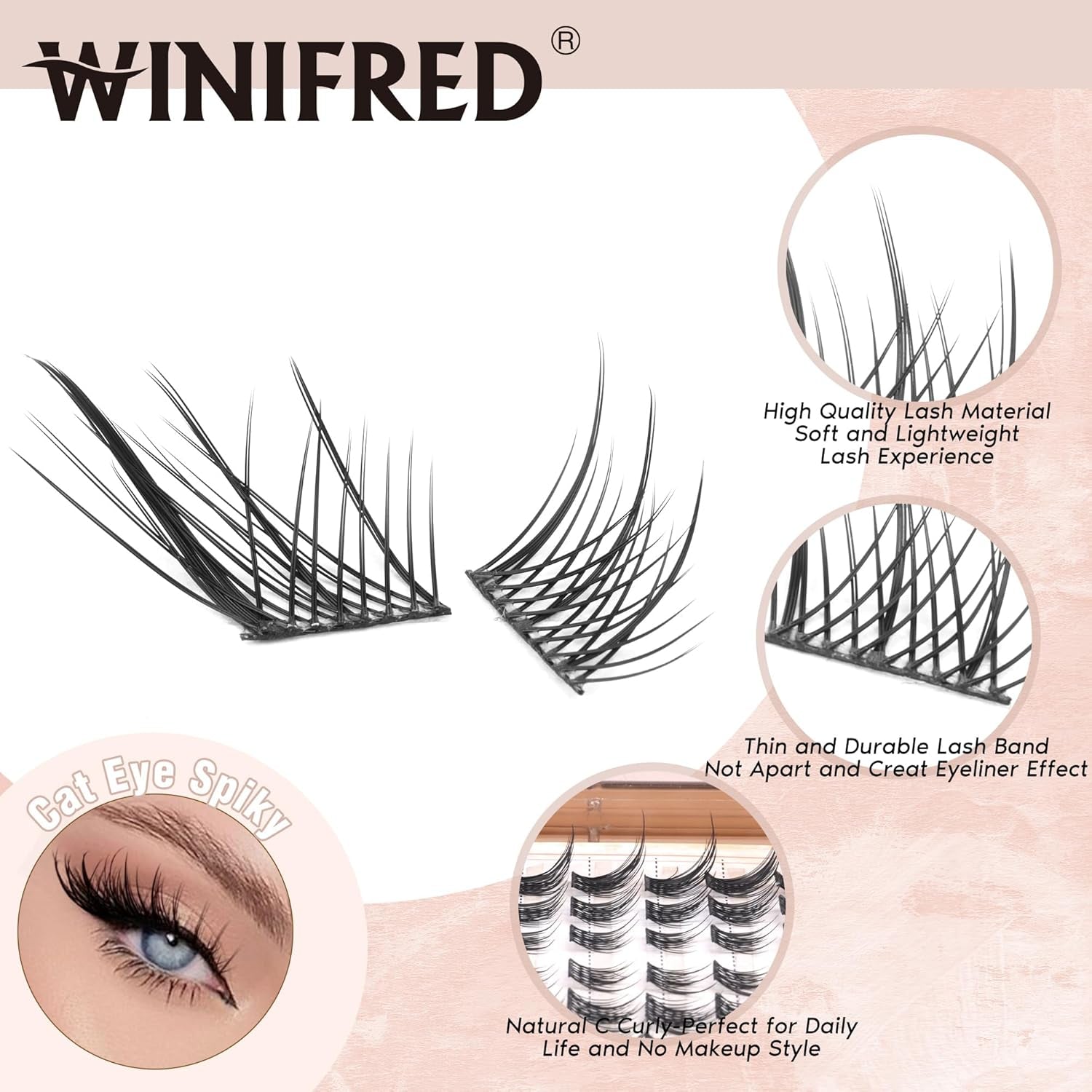Cat Eye Lash Clusters Kit Natural Eyelash Extension Kit Wispy Lash Clusters Manga Lashes Kit C Curvature Cluster Eyelash Extensions Left&Right Eyelash Clusters Kit with Bond and Seal by