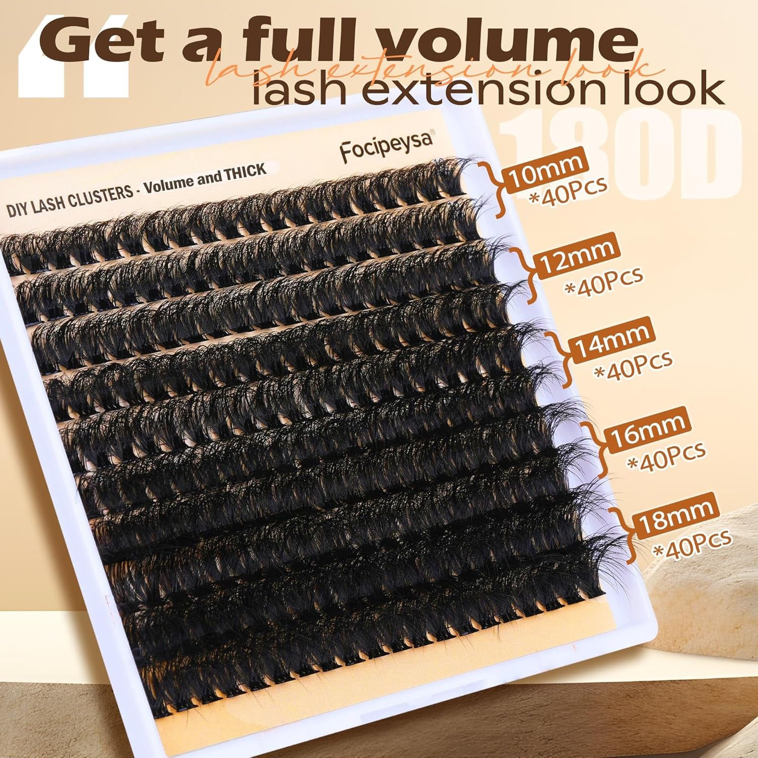 DIY Eyelash Extension Kit Volume Thick Lash Clusters Kit 10-18Mm Thick Lash Extensions 90D Individual Eyelashes Extensions Kit with Lash Bond, Lash Remover, Lash Applicator (90D-D Curly-200Pcs)